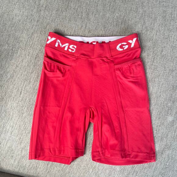 GYMSHARK Pink Elastic Wasit Shorts High Waist Extra Small XS Workout Gym - Picture 2 of 3